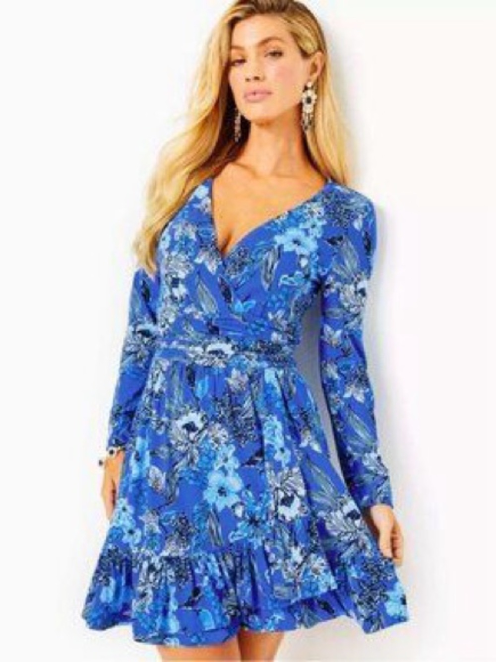 Lilly Pulitzer Codylee Long-Sleeve Romper in Alba Blue